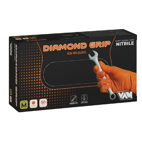 DIAMOND GRIP GUANTI ARANCIONE MONOUSO BOX 50 PZ TAGLIA XL